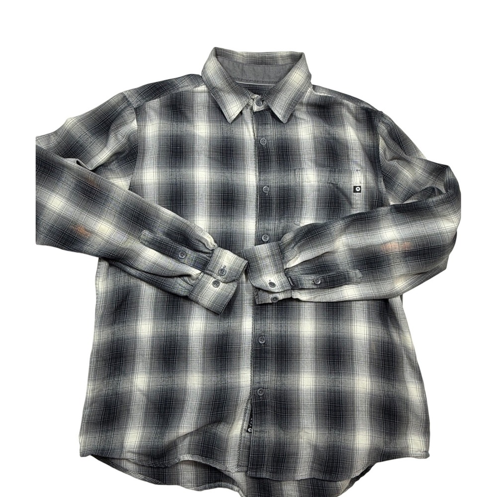 Marmot Mens Plaid Long Sleeve Button Down Shirt Outdoor Gray White Large *flaws*